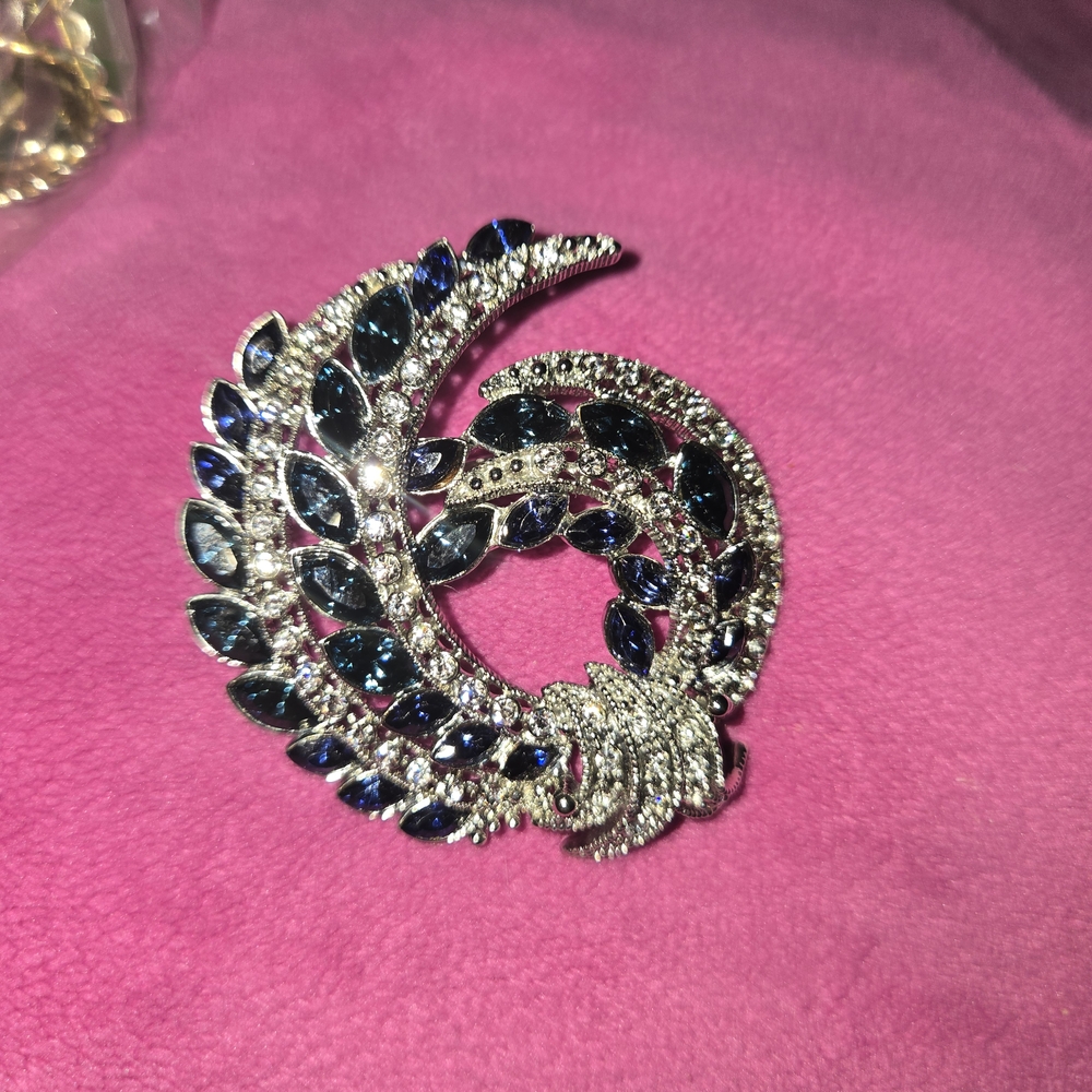 Elegant Silver and Blue Brooch